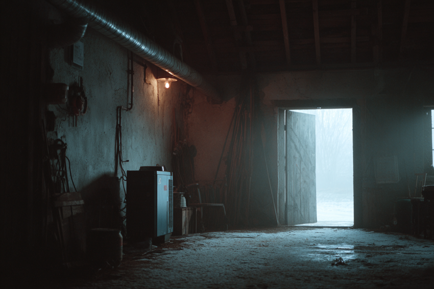 Interiör i snöväder