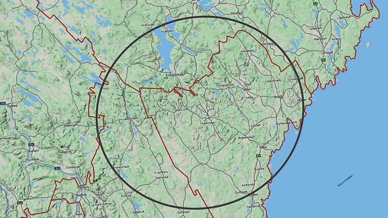 Område för den utökade CWD-övervakningen, Västerbottens län.