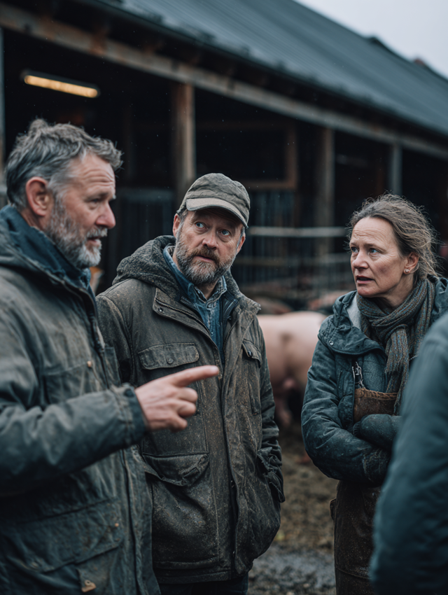 Diskussion på grisgård