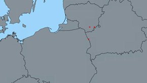 Utbrott av afrikansk svinpest ASF hos vildsvin i Polen och Litauen (klicka för större version). Källa: EU:s Animal disease information from Member States, ADNS